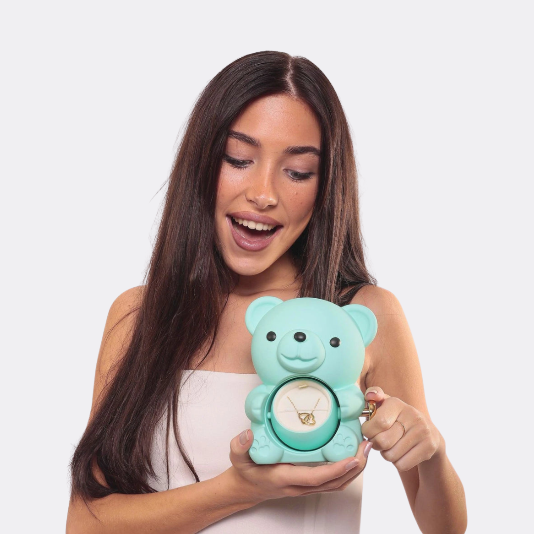 Urso com Rosa Eterna & Colar Personalizado
