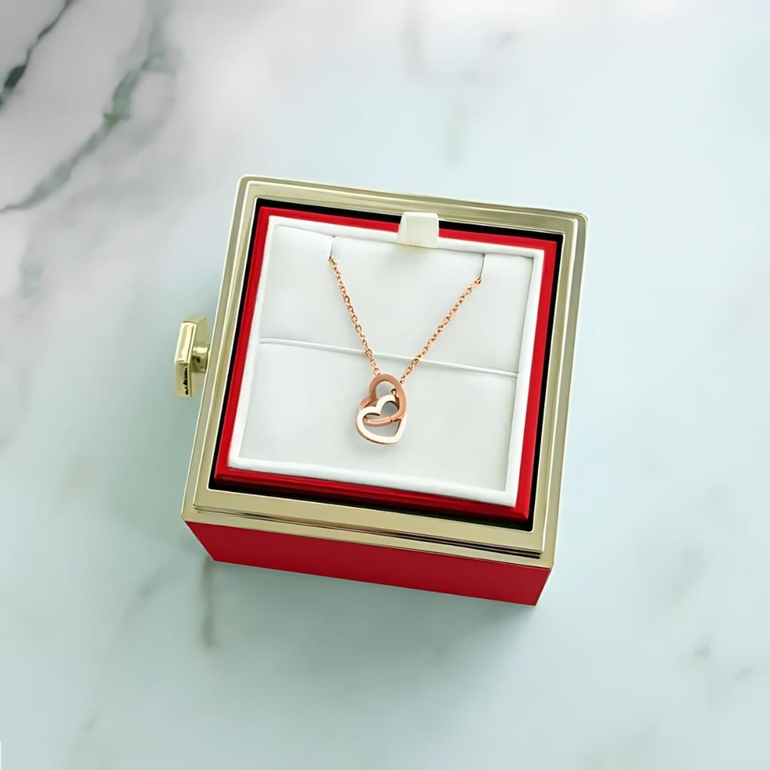 Rosa Eterna & Colar Coração Personalizado