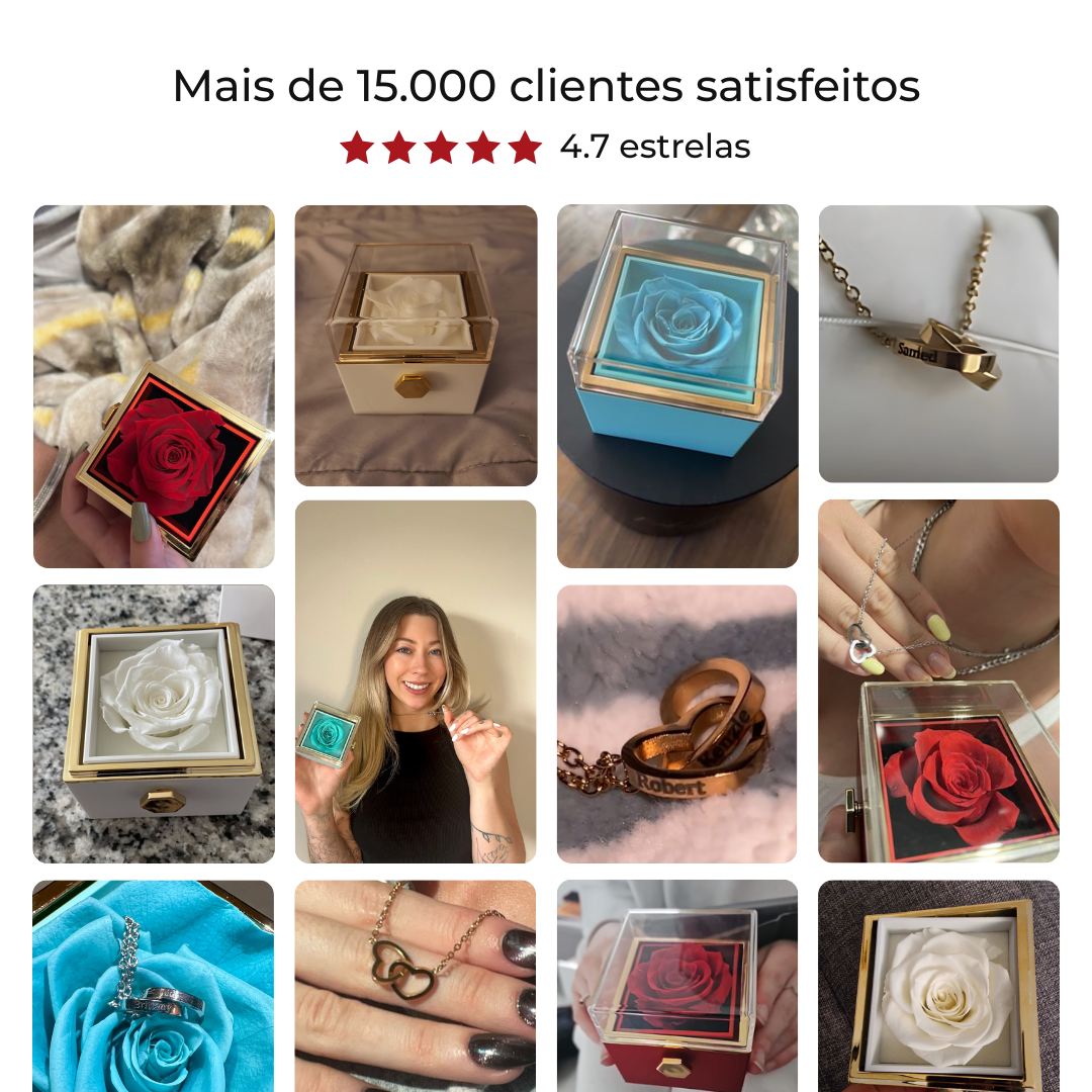 Rosa Eterna & Colar Coração Personalizado