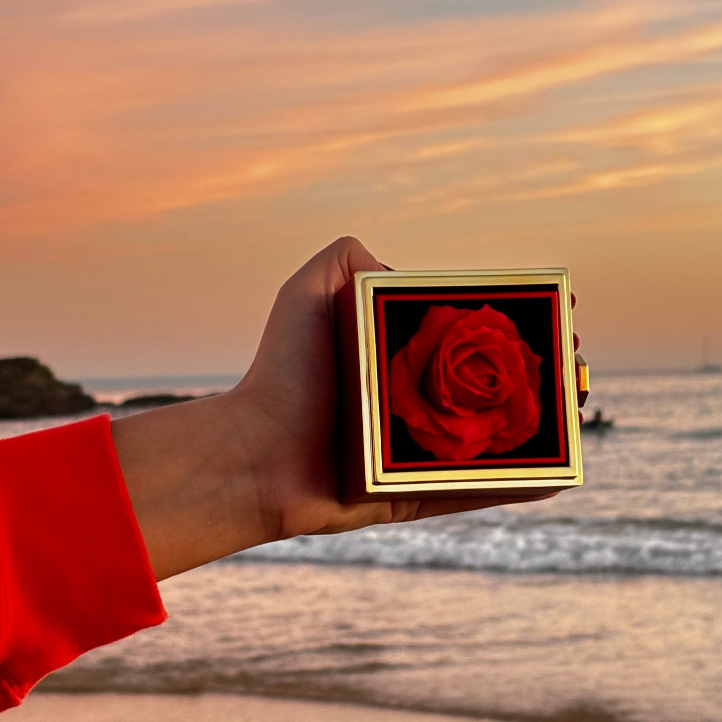 Rosa Eterna & Colar Coração Personalizado