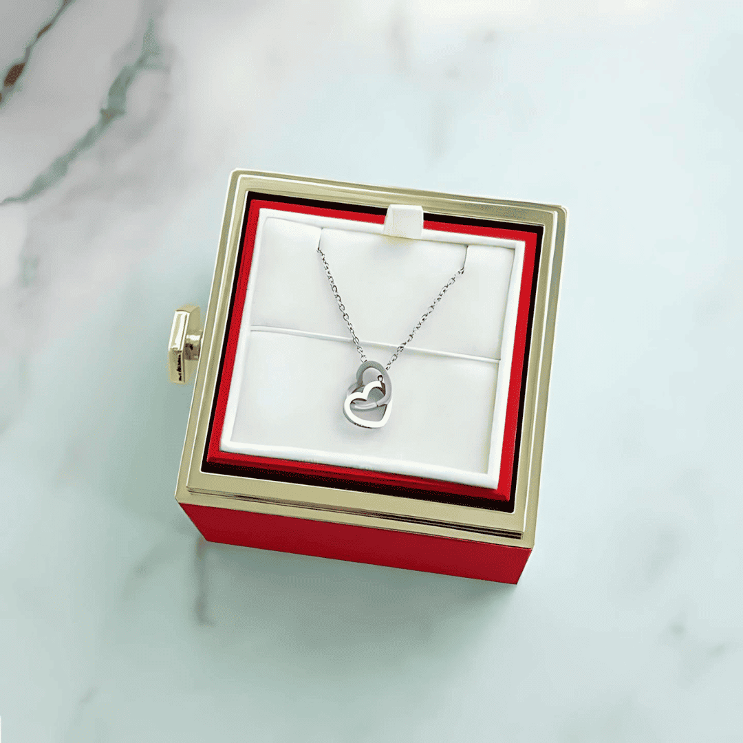 Rosa Eterna & Colar Coração Personalizado