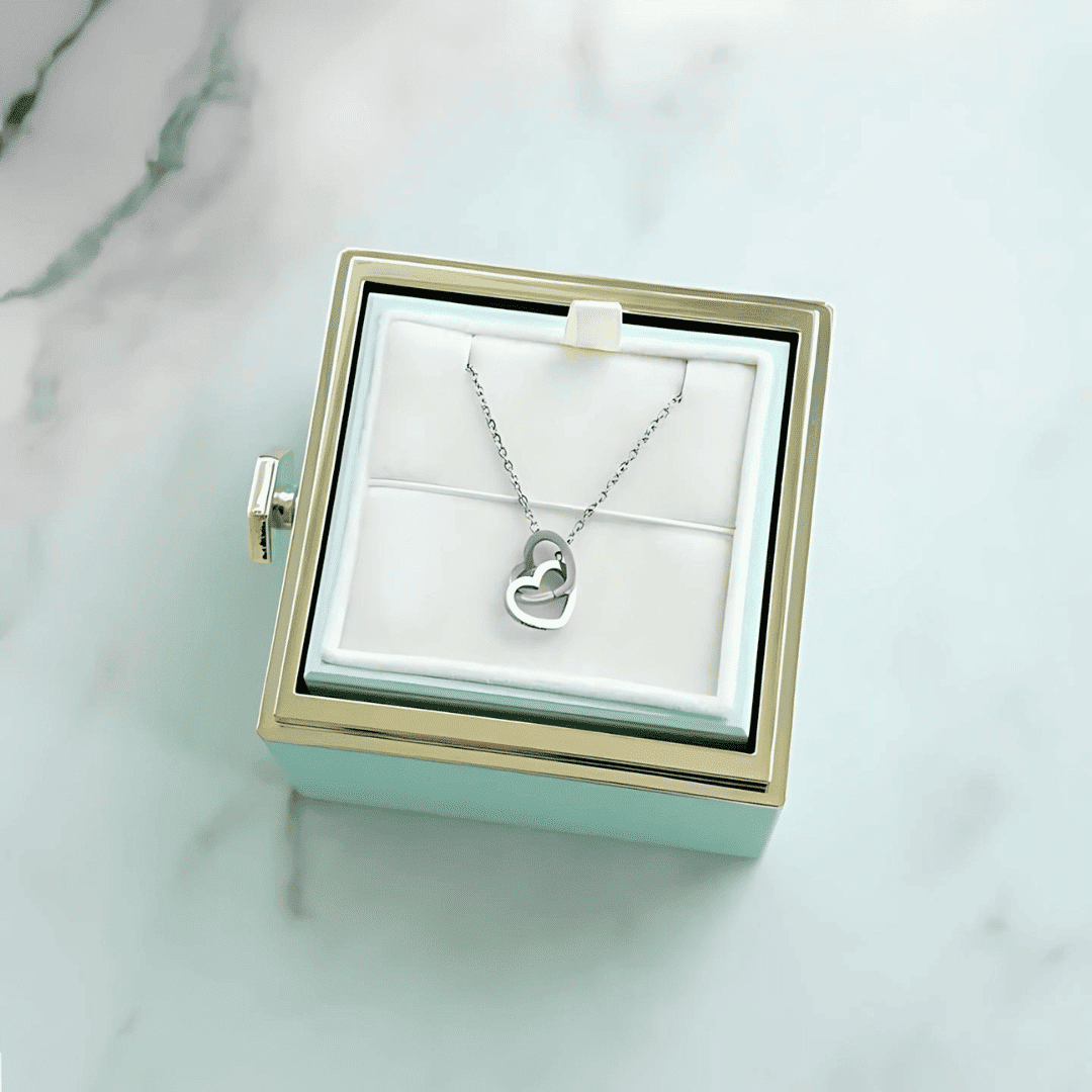 Rosa Eterna & Colar Coração Personalizado