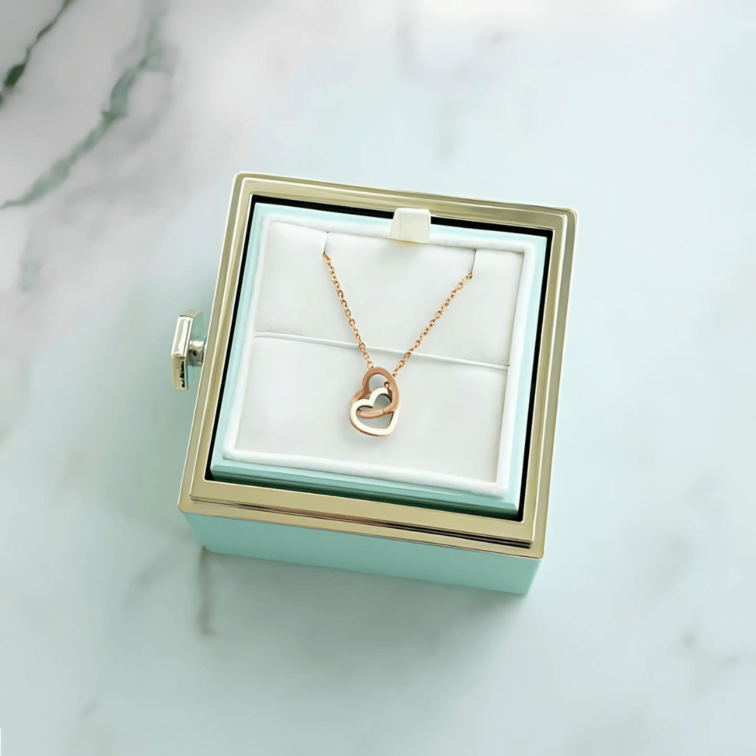 Rosa Eterna & Colar Coração Personalizado