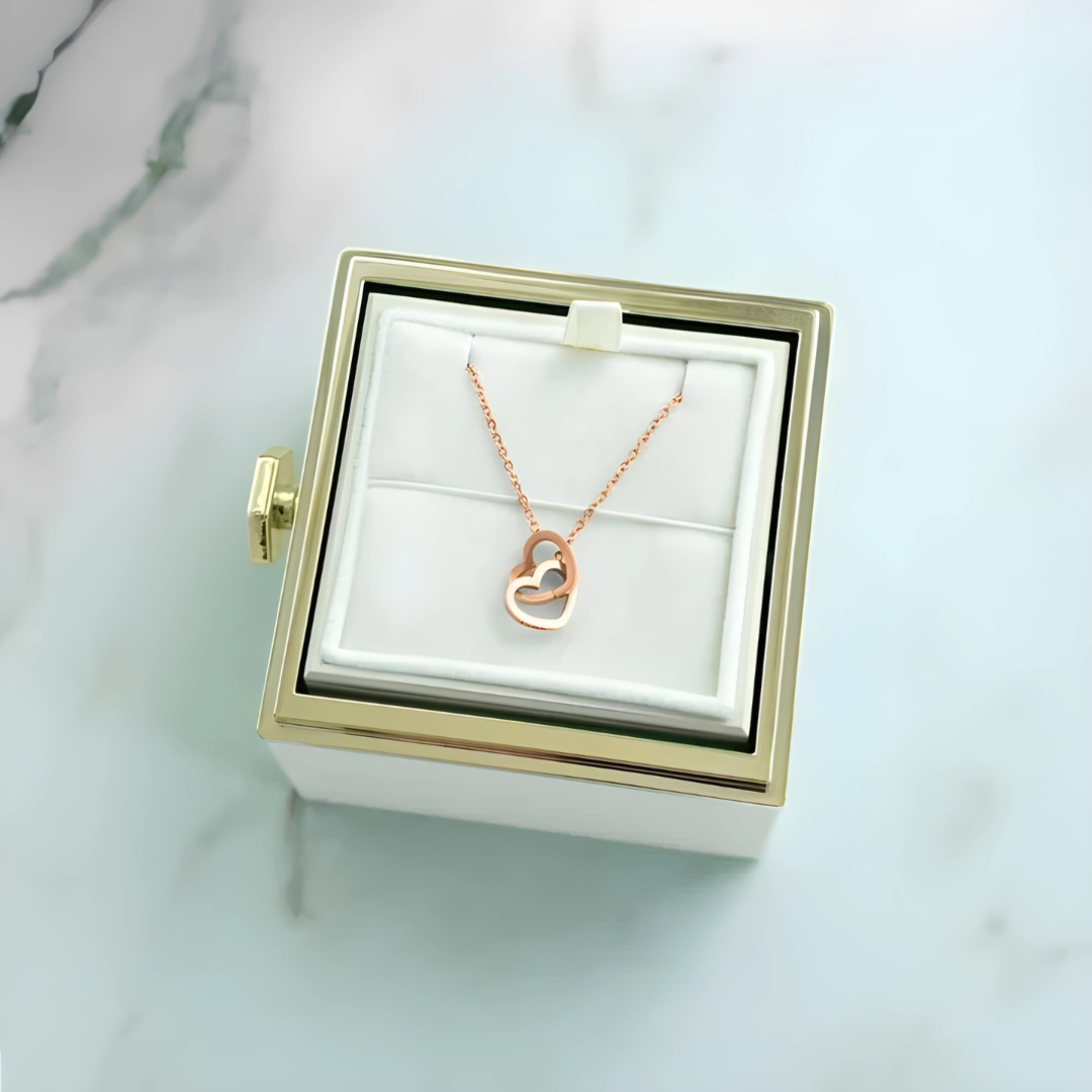 Rosa Eterna & Colar Coração Personalizado